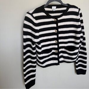 a new day Black and White Striped Cardigan
